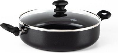 Greenchef Diamond Schmorpfanne 28 cm mit Deckel – 4,25 l – PFAS-freie Antihaftbeschichtung – Schmorpfanne Induktion – Keramikpfanne – ofenfest bis 160 °C – Kühlgriff – Glasdeckel – Schwarz