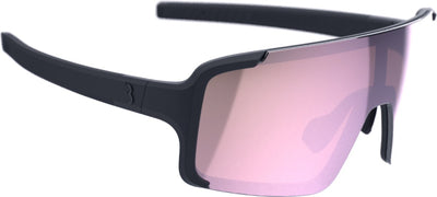 BBB Cycling Chester Schmale Fahrradbrille für Damen und Herren – Sportbrille für schmale Gesichter – Fahrradbrille mit großer Linse – Gummibügel – Mattschwarz MLC Pink – Bsg-73