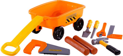 Cavallino Toys Cavallino Bolderkar Oranje mit Werkzeugen und Baumstämmen, 9dlg.