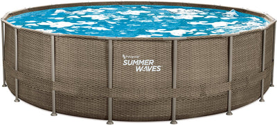 Sommerwellen Schwimmbad Elite Rahmen 549 x 132 cm dunkler dreifacher Korbweave + Filterpomp