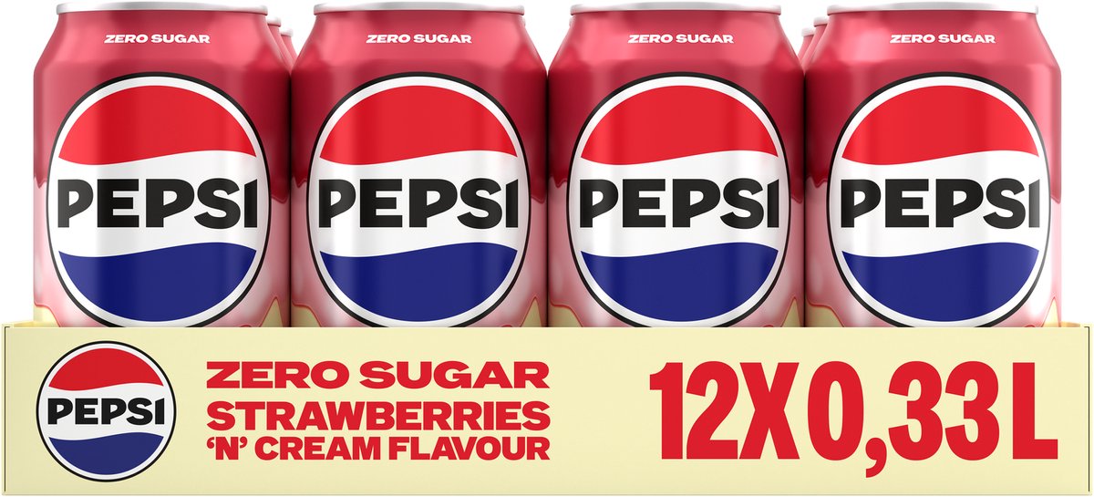 Pepsi-Leckereien – Erdbeercreme – 12 x 330 ml – Tablett