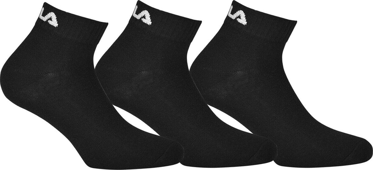 Fila - Knöchelsocken 3er-Pack - schwarze Socken - 43 - 46 - schwarz