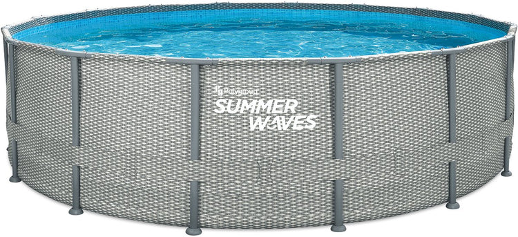 Sommerwellen Schwimmbad Elite Rahmen 488 x 122 cm Natural Rattan + Filterpumpe