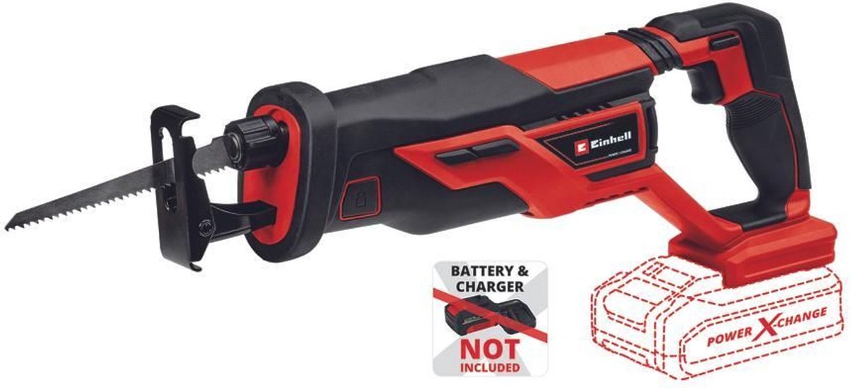 Einhell Akku-Säbelsäge TE-AP 18 26 Li Solo – Power X-Change – 18 V Li-Ion – 0–2.600 t min – Hubhöhe: 26 mm – max. Schnitttiefe (Holz Kunststoff Metall): 180 20 12 mm - inkl. 1x Sägeblatt für Holz - exkl. Akku und Ladegerät