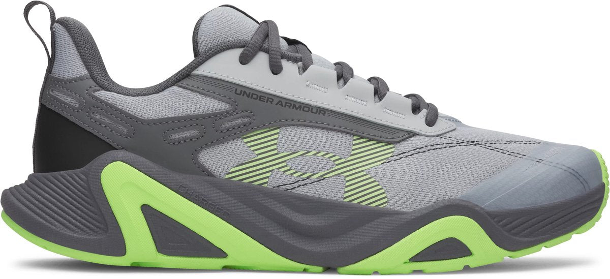 Under Armour UA Charged Commit TR 5-Gry Herren-Sportschuhe – Mod Grey – Castle Rock – Lumos Lime