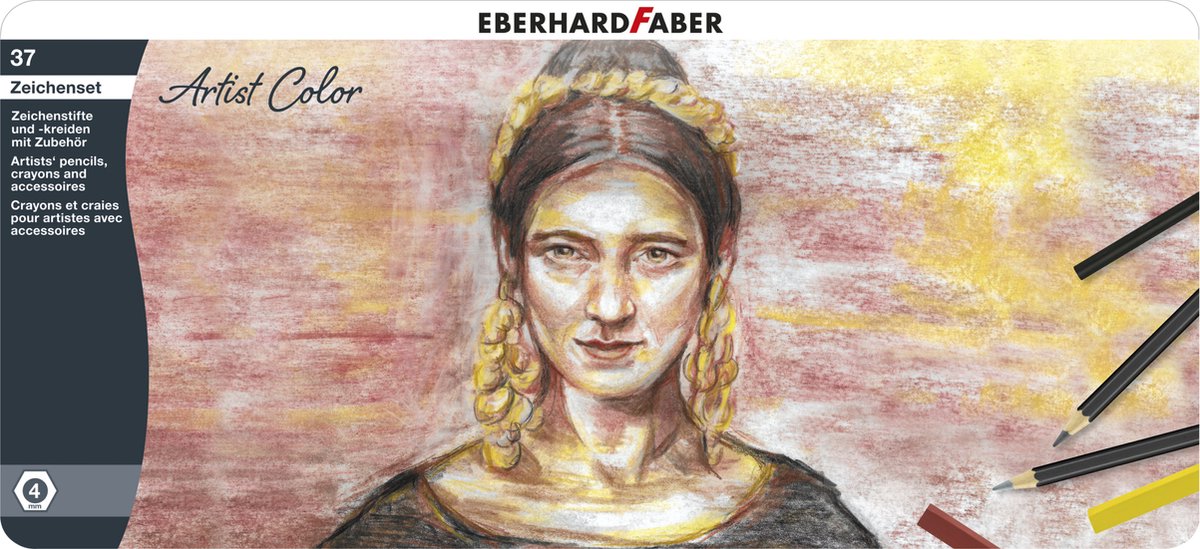 Eberhard Faber Zeichenset – Künstlerfarbe – 37 Teile – im Metallkoffer – EF-516937