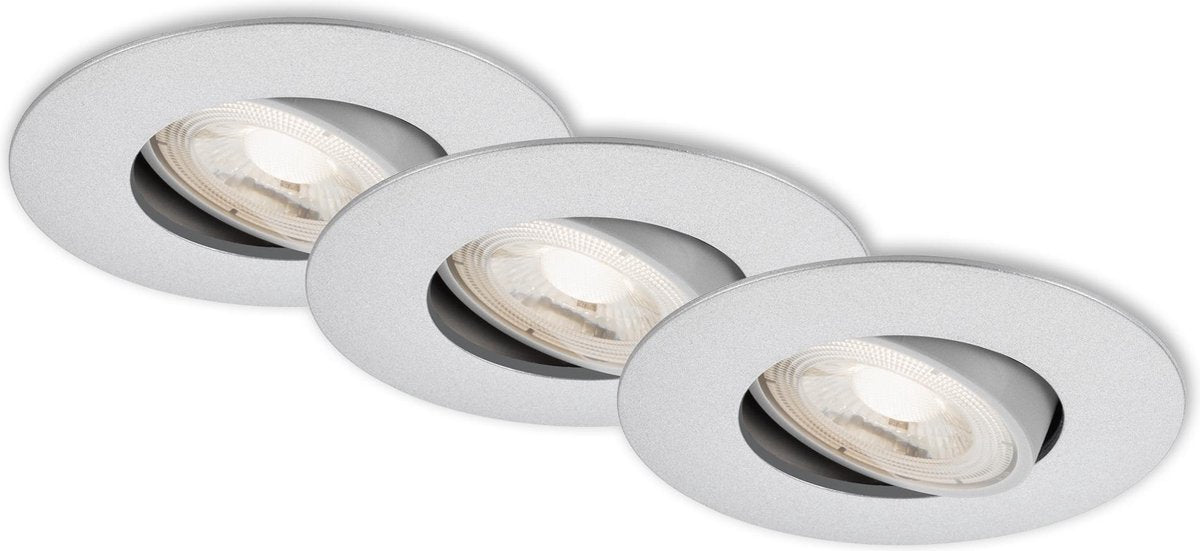 Briloner kulana - Einbaustrahler 3er Set - drehbare Einbauleuchten - 3 x LED 5w 460lm - Lichtfarbe: Warmweiß - Einbautiefe: 30mm - Einbaumaße: 68mm - Produkt: ø90mm - Chrom matt