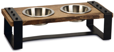 Designed by Lotte Karinto Hundefutternapf – Tafelservice – Hundefutternapf Trinknapf – Holz Metall – 2x350 ml – Größe S
