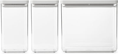 Brabantia leckere+ Vorratsbehälter – stapelbar – 1,6 + 1,6 + 3,5 l – Hellgrau