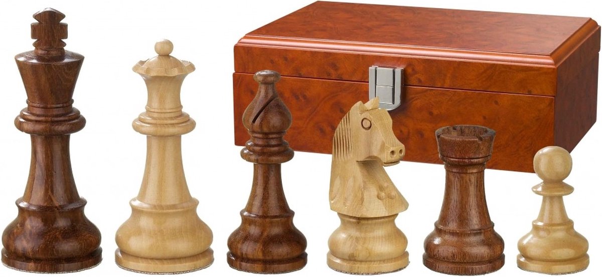 Philos gewichtete Schachfiguren Staunton, Königshöhe 95 mm, mit luxuriöser Aufbewahrungsbox