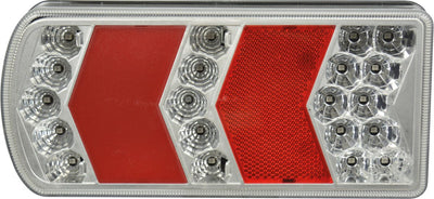 Carpoint LED-Rücklicht - 12 24 Volt - links - 6 Funktionen - Bremslicht, Blinker, Rücklicht, Kennzeichenbeleuchtung, Nebelschlusslichtreflektor - Schraubmontage 5 vormontierte Anschlussdrähte - Maße 227x106mm
