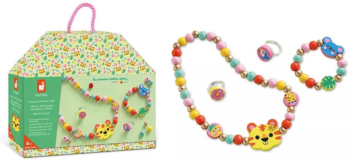 Janod – Les Premiers Ateliers Bijoux – Secret Jungle – 4 Holzschmuck zum Selbermachen