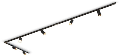 Calex-Schienenbeleuchtungsset, 3 m mit 6 Spots, GU10, mattschwarz, Schienenlicht-Deckenlampe