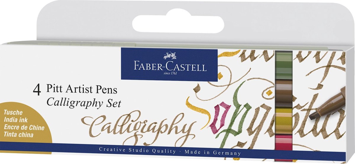 Faber-Castell Kalligrafiestift – Zeichenstift – Pitt Artist Pen – Kalligrafieset – 4-teilig – FC-167505