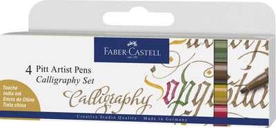Faber-Castell Kalligrafiestift – Zeichenstift – Pitt Artist Pen – Kalligrafieset – 4-teilig – FC-167505