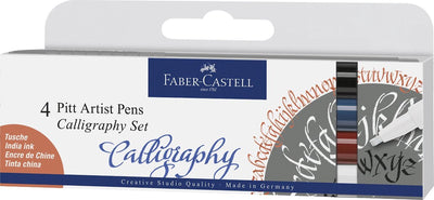Faber-Castell Kalligrafiestift – Zeichenstift – Pitt Artist Pen – Kalligrafieset – 4-teilig – FC-167504