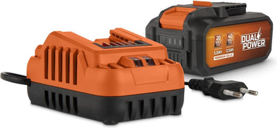 Powerplus Dual Power Batterieladegerät-Set powdp90640 – 2 x 20 V, 5,0 Ah, 2,5 Ah Akku – für 20 V-40 V-Geräte – 2 A Ladegerät – für 20 V 2 x 20 V Akkus – Batterieplattform