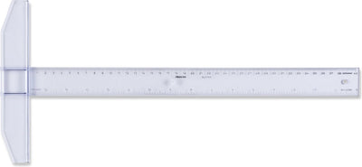 Aristo Zeichenhaken – Länge 40 cm – mm cm Zoll-Skala – kristallklares Plexiglas – mit rutschfesten Noppen – AR-23174