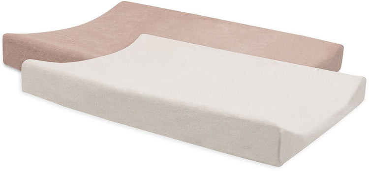 Jollein Wickelauflagenbezug – 50 x 70 cm – Frottee – Wildrose-Elfenbein – 2 Stück