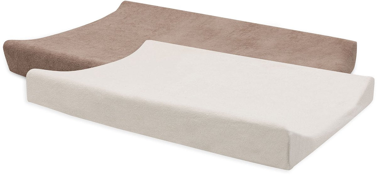 Jollein Wickelauflagenbezug – 50 x 70 cm – Frottee – Milchkaffee-Elfenbein – 2 Stück