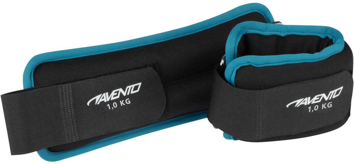 Avento Handgelenk-Knöchelgewicht - Neopren - 2x 1,0 kg - Schwarz Blau