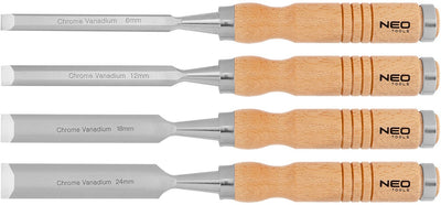 Neo 37-800 - Holzmeißel-Set - 6-24 mm - 4-teilig - Holzgriff