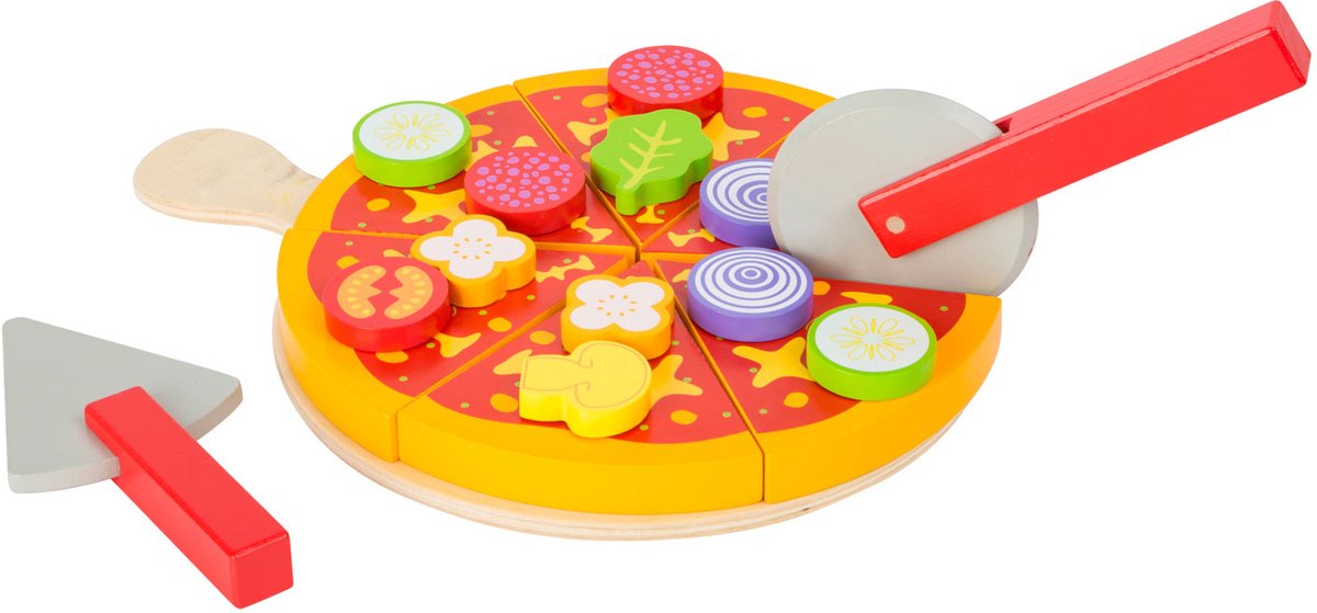 Kleines Fußholz -Snijing -Spiel bleibt Pizza -Set, 21dlg.