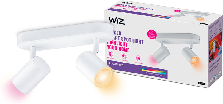 Wiz Aufbaustrahler imageo weiß 2 Spots – intelligente LED-Beleuchtung – farbiges und weißes Licht – gu10 – 2 x 5 W – WLAN