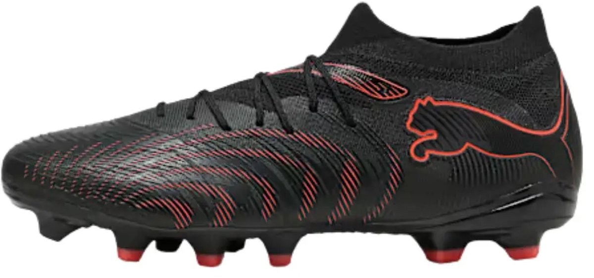 Puma Future 9 Match FG AG Unisex-Sportschuhe – Schwarz-Glühendes Rot-starkes Grau