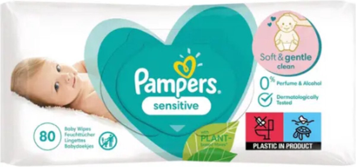 Pampers Babyfeuchttücher Babyfeuchttücher Sensitive XXL-Packung – 80 Stück