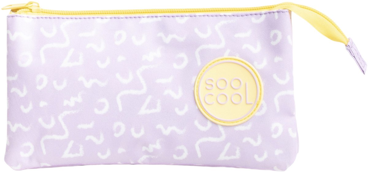 Ancor Schulmäppchen, glatt, leer, rechteckig, 3 Fächer, lila mit Design – an-124941-d