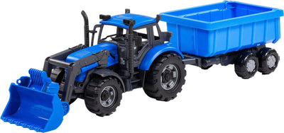 Cavallino Toys Cavallino Traktor mit Ladegerät und Versorgungskippenblau, Skala 1:32