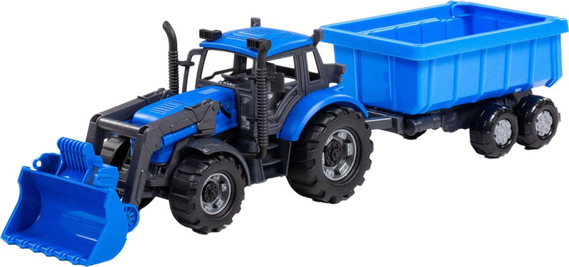 Cavallino Toys Cavallino Traktor mit Ladegerät und Versorgungskippenblau, Skala 1:32