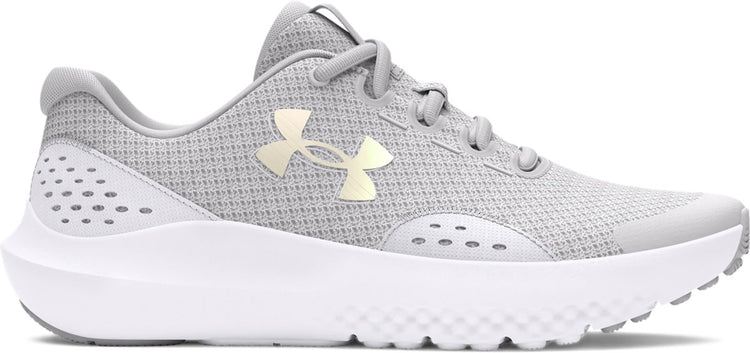 Under Armour UA GGs Surge 4-Gry Mädchen-Sportschuhe – Halo-Grau – Weiß – schillernd