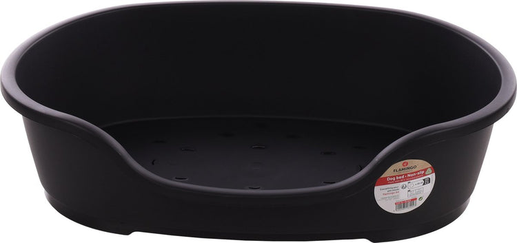 Flamingo-Hundekorb – Kunststoffkorb Tuck oval schwarz XL 92 x 61 cm – recycelt, rutschfest – nachhaltiges europäisches Design