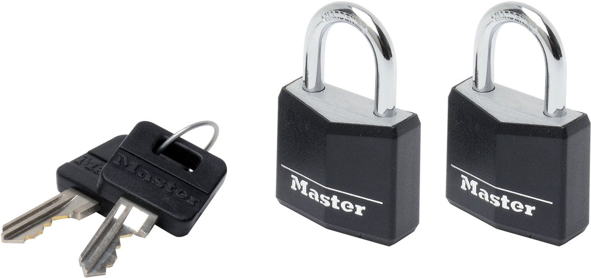 Masterlock-Vorhängeschloss – massives Aluminium – schwarz – 30 mm – 2 Stück – 9130eurtblk
