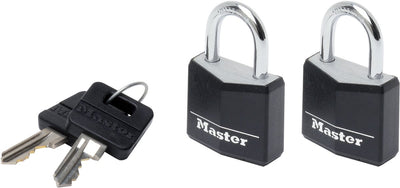 Masterlock-Vorhängeschloss – massives Aluminium – schwarz – 30 mm – 2 Stück – 9130eurtblk