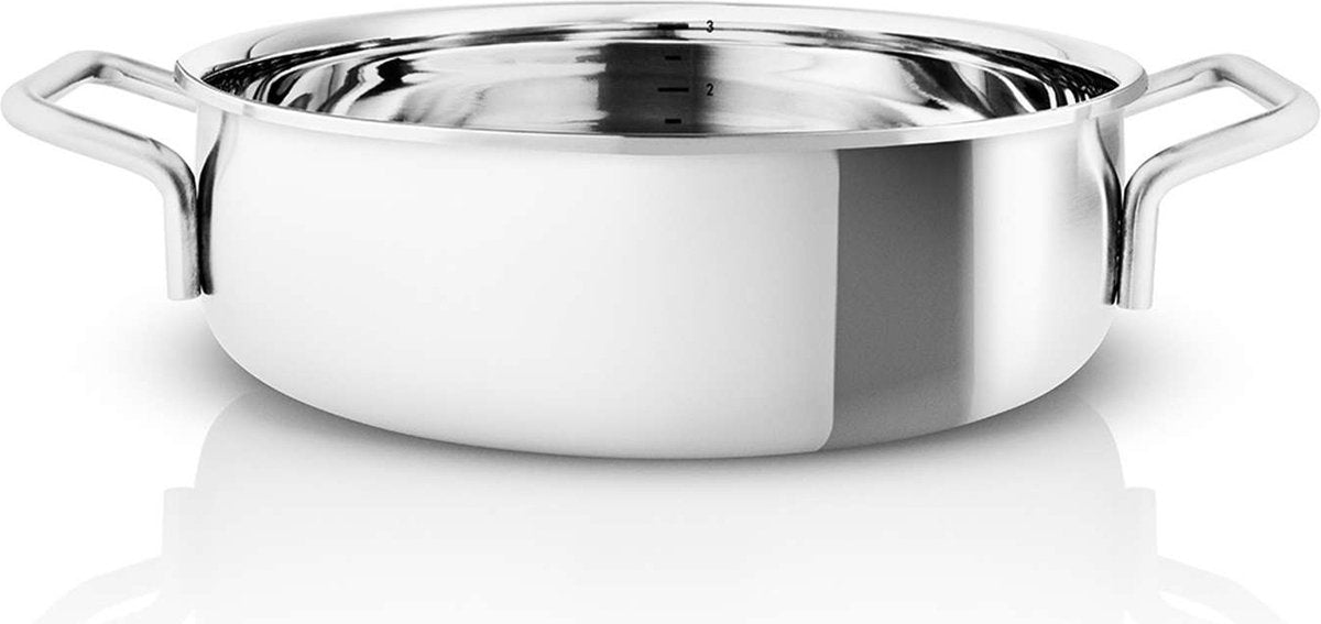 Eva Trio Schmorpfanne, Doppelgriff – 24 cm – PFAS-frei – Edelstahl – | professionell