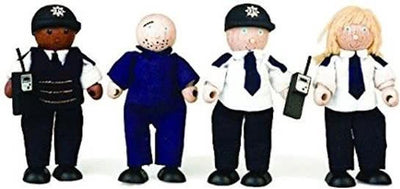 Tidlo Wooden Dollhouse Dolls Police und Crook, 4st.
