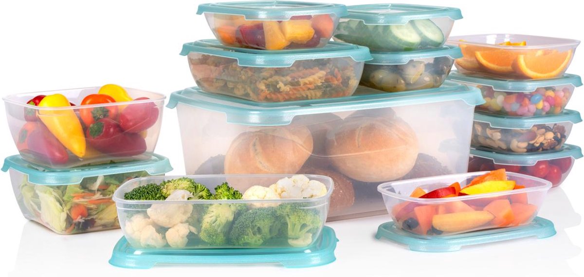 Alpina Frischhaltedosen-Set mit Deckel 13-teilig – Meal-Prep-Behälter – Gefrierbehälter – 8 x 500 ml, 2 x 1000 ml, 2 x 1150 ml, 1 x 6800 ml – mikrowellen-, gefrier- und spülmaschinenfest