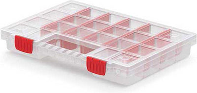 Kistenberg Sortierbox Fächer Koffer – Nägel Schrauben Kleinteile – 20 Fächer – Kunststoff – transparent – 34 x 25 x 5 cm