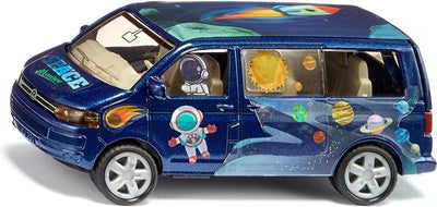 Siku 6509, Bastelset Style My, VW T5 Astronaut, Spielzeugauto, Metall Kunststoff, blau, inkl. Aufkleberbogen zur individuellen Gestaltung, Heckklappe zum Öffnen