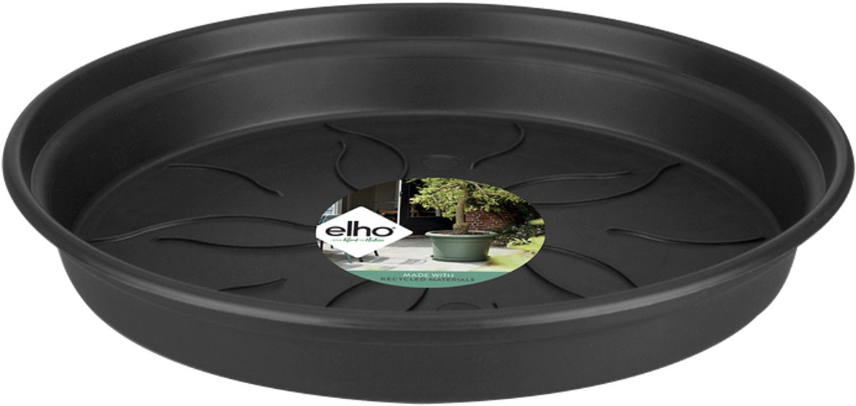 Elho Green Basics Untertasse 25 – Untertasse für drinnen und draußen – Anbau und Ernte – ø 25,5 x H 3,6 cm – Living Black