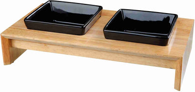 Trixie Feed Set Keramik mit hölzernen Basis schwarz