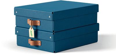 Leitz puro mittelhohe Aufbewahrungsbox mit Deckel – 2er-Set – 8 l – 100 % recycelter Karton – dunkelblau