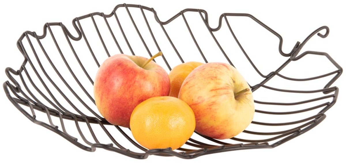 Present time - Obstkorb Blatt mittelgroß - Metall - Schwarz