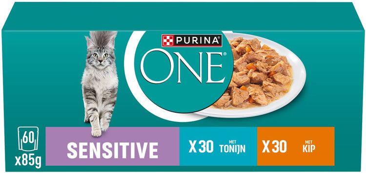 Purina one purina® one® sensitive - Nassfutter für Katzen - Thunfisch Huhn - 60 x 85 g