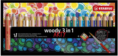 Stabilo Woody Arty Colored Bleistifte 18 Farben + Bleistift schärfer