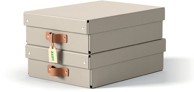 Leitz Puro mittelhohe Aufbewahrungsbox mit Deckel – 2er-Set – 8 l – 100 % recycelter Karton – Beige