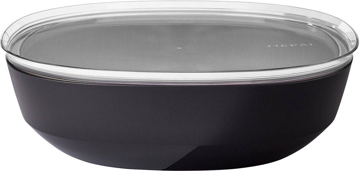 Mepal Servierschüssel mit Deckel Silueta – 4000 ml – Salatschüssel – Nordic Black